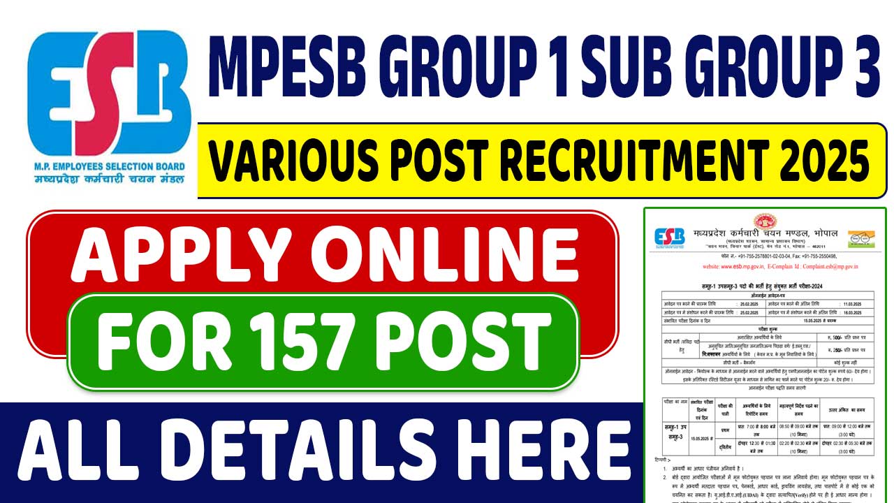 Group I Sub Group III Recruitment 2025
